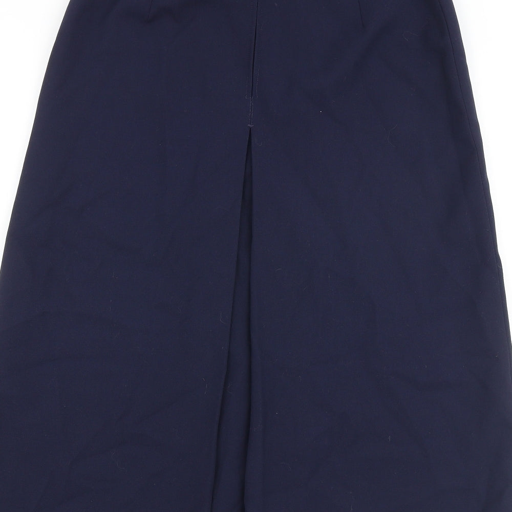 St Michael Womens Blue Polyester Flare Skirt Size 10 Zip