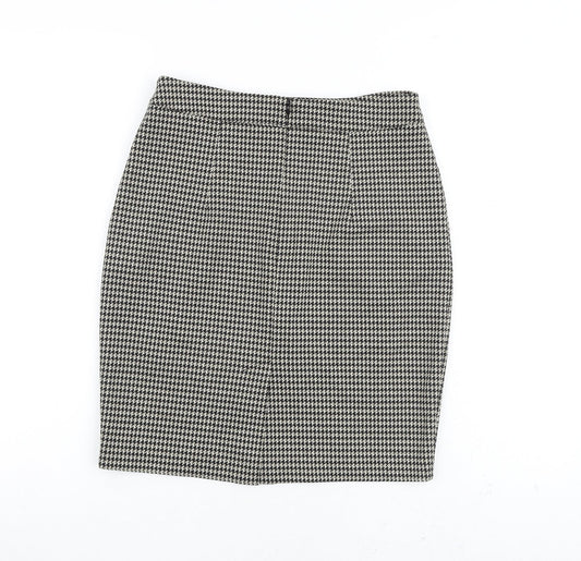 H&M Womens Black Geometric Polyester A-Line Skirt Size 8 Zip