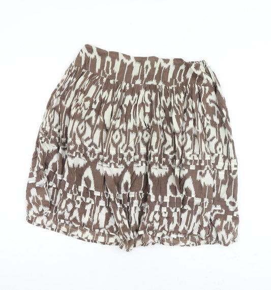 Kush Womens Brown Geometric Cotton A-Line Skirt Size 12 Zip