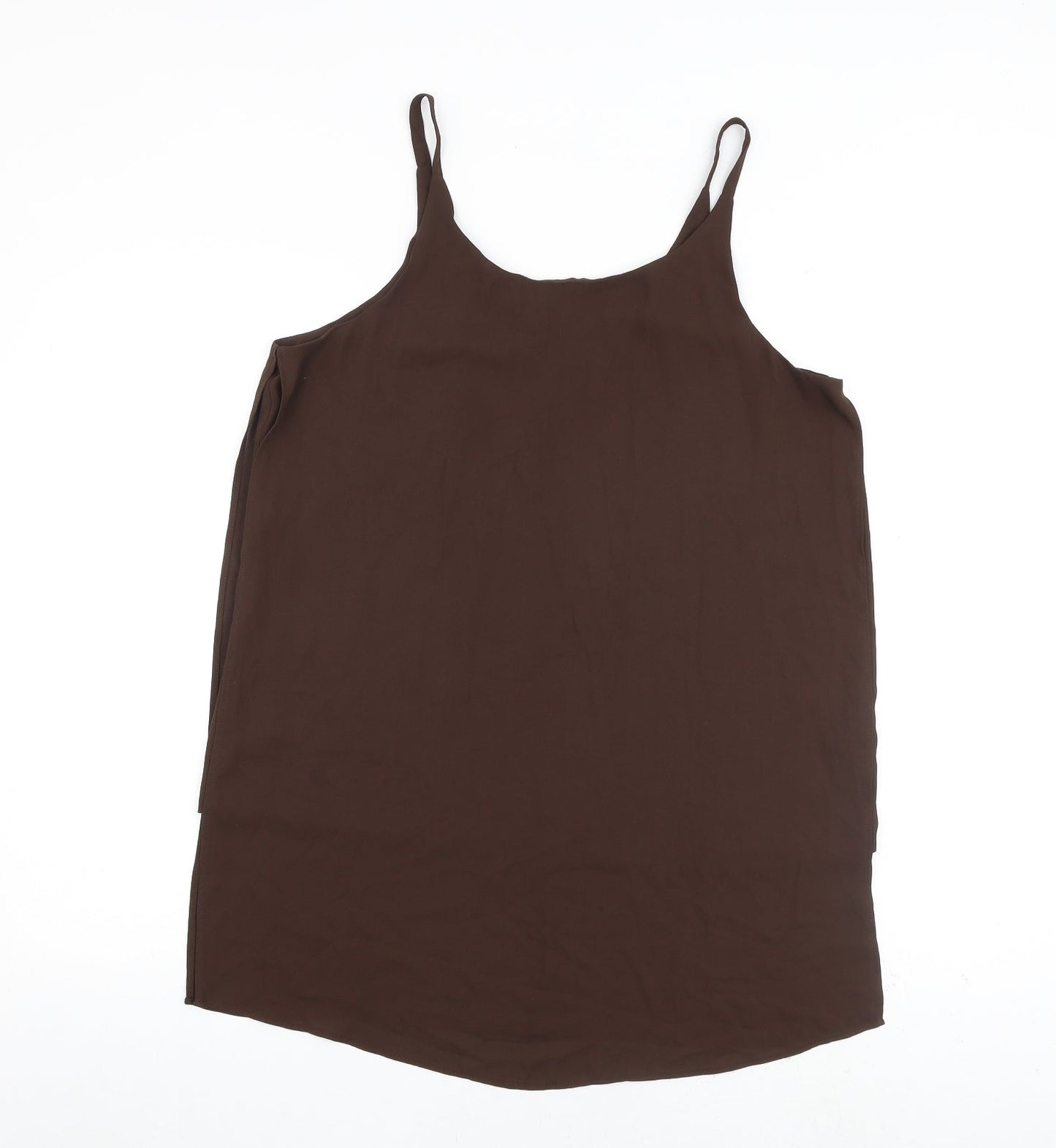 Dorothy Perkins Womens Brown Polyester Basic Tank Size 14 V-Neck
