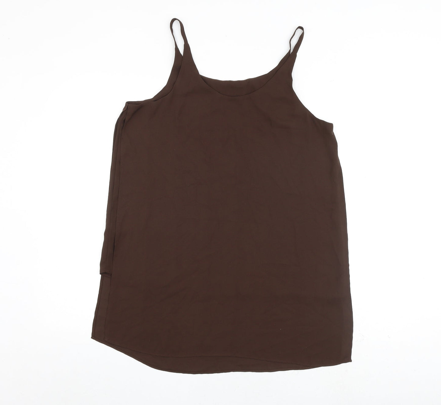 Dorothy Perkins Womens Brown Polyester Basic Tank Size 14 V-Neck