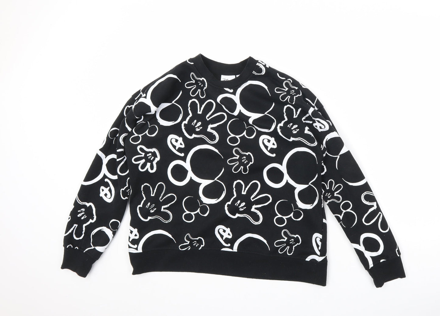 Disney Womens Black Geometric Polyester Pullover Sweatshirt Size S Pullover - Mickey Mouse