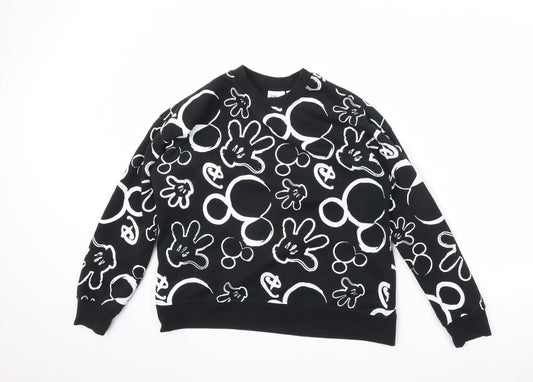 Disney Womens Black Geometric Polyester Pullover Sweatshirt Size S Pullover - Mickey Mouse