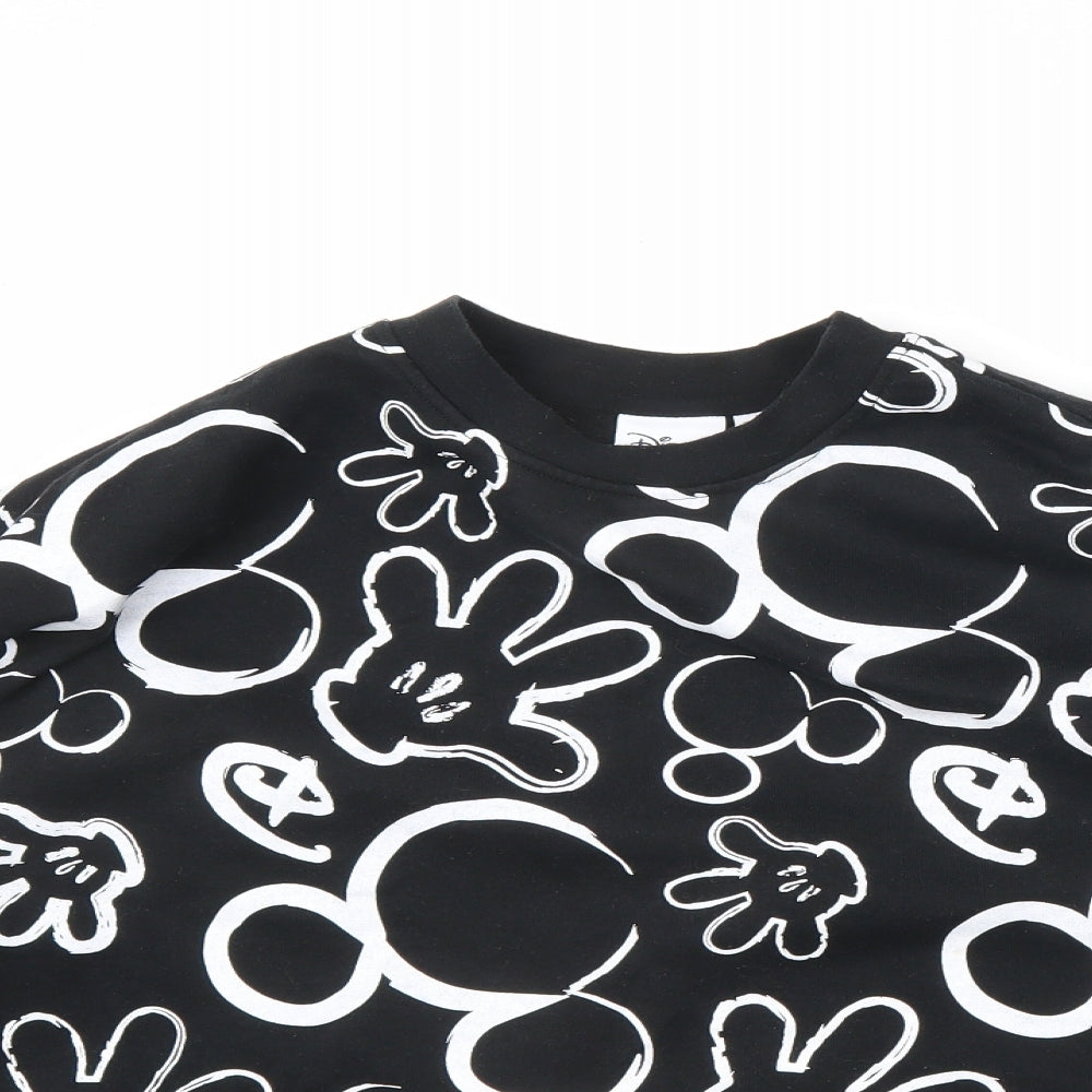 Disney Womens Black Geometric Polyester Pullover Sweatshirt Size S Pullover - Mickey Mouse