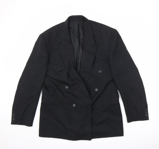 Cormann Mens Black Striped Polyester Jacket Suit Jacket Size 40 Regular