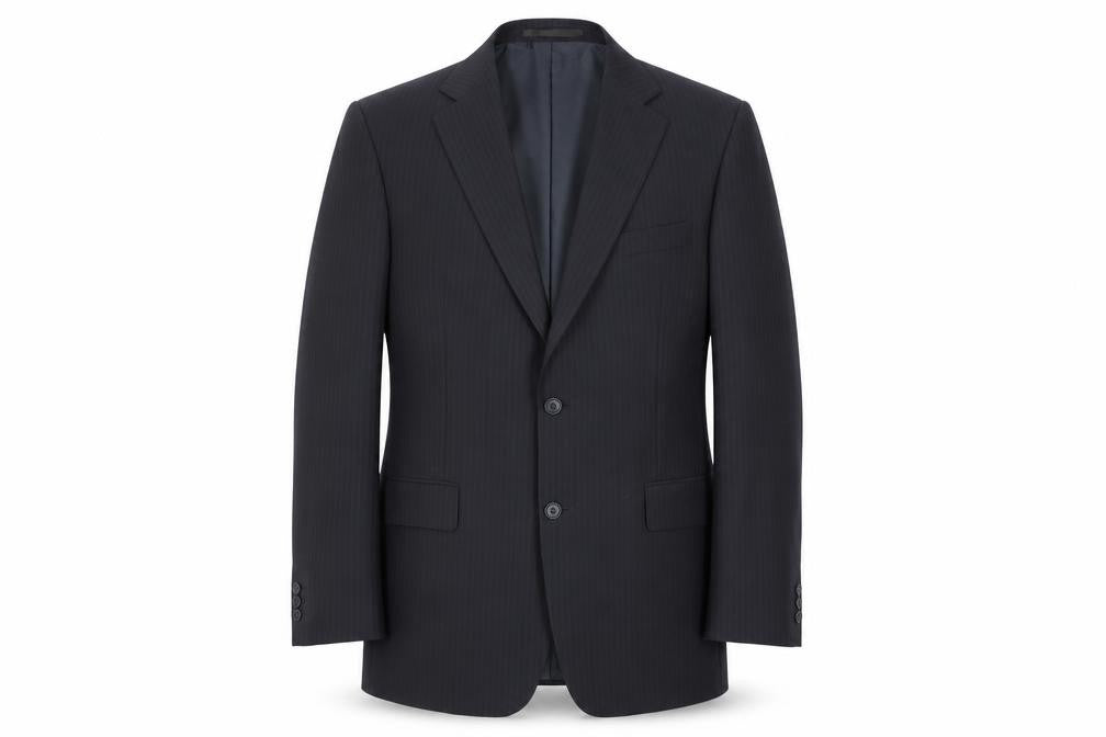 Marks and Spencer Mens Blue Striped Polyester Jacket Suit Jacket Size 42 Regular