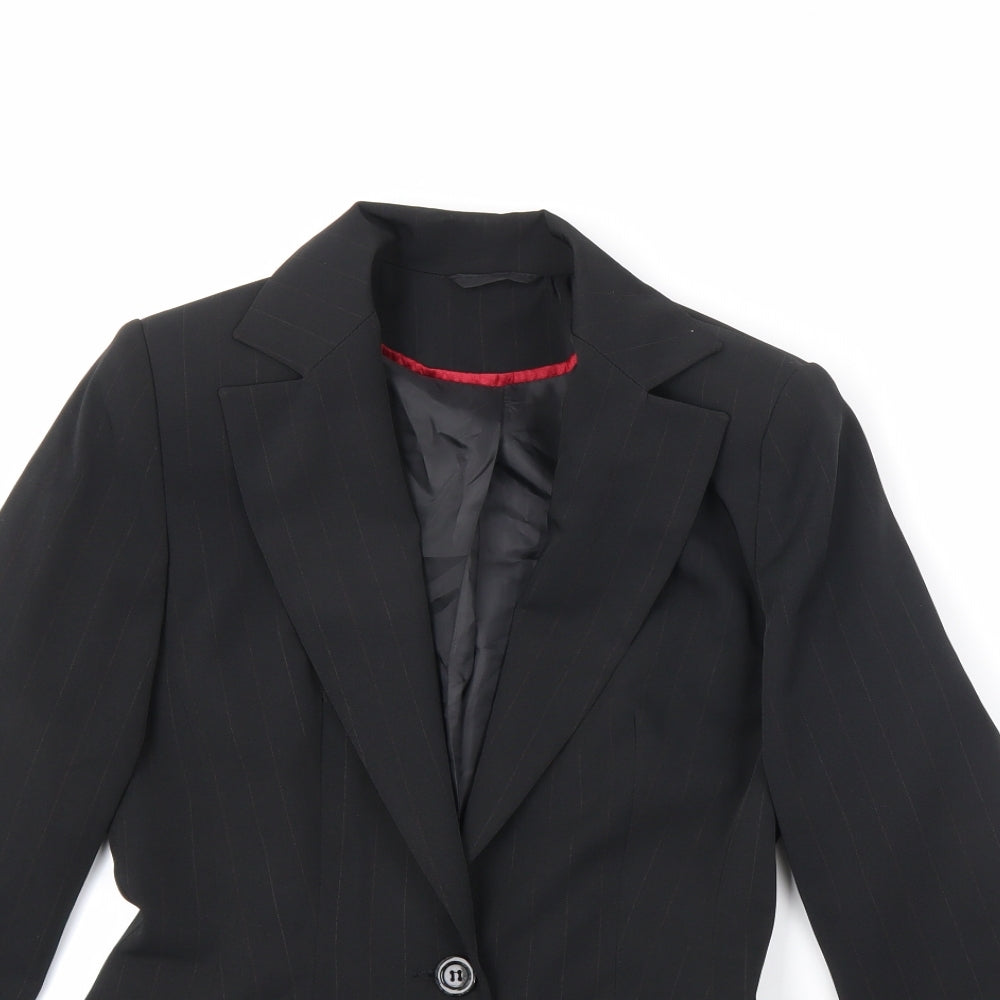 New Look Womens Black Striped Jacket Blazer Size 8 Button