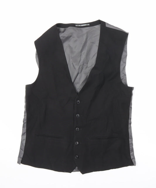 NEXT Mens Black Polyester Jacket Suit Waistcoat Size 42 Regular