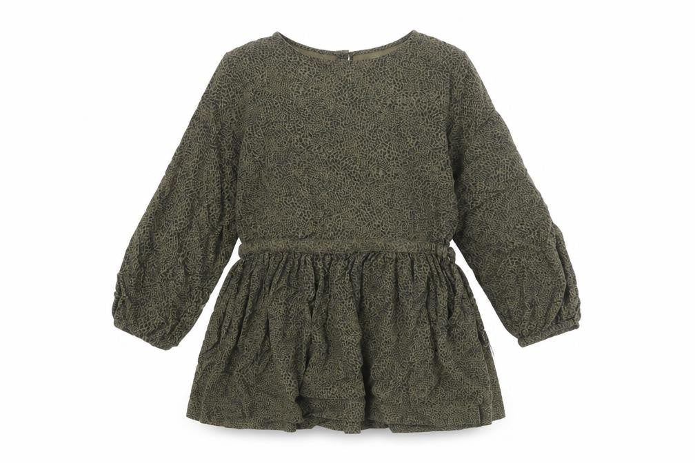 Mango Girls Green Animal Print Viscose A-Line Size 6 Years Round Neck Button - Leopard Print