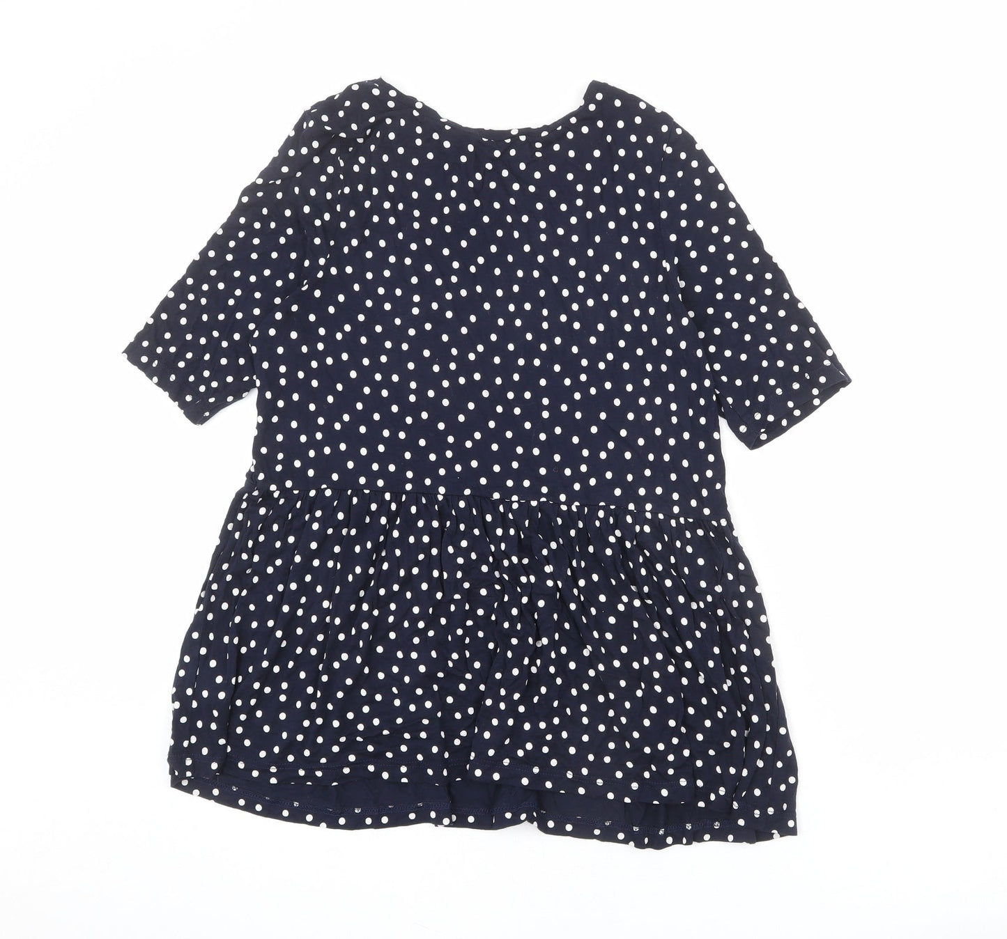 NEXT Womens Blue Polka Dot Viscose Basic T-Shirt Size 8 Round Neck