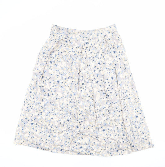 Adini Womens Multicoloured Floral Cotton Pleated Skirt Size S Zip