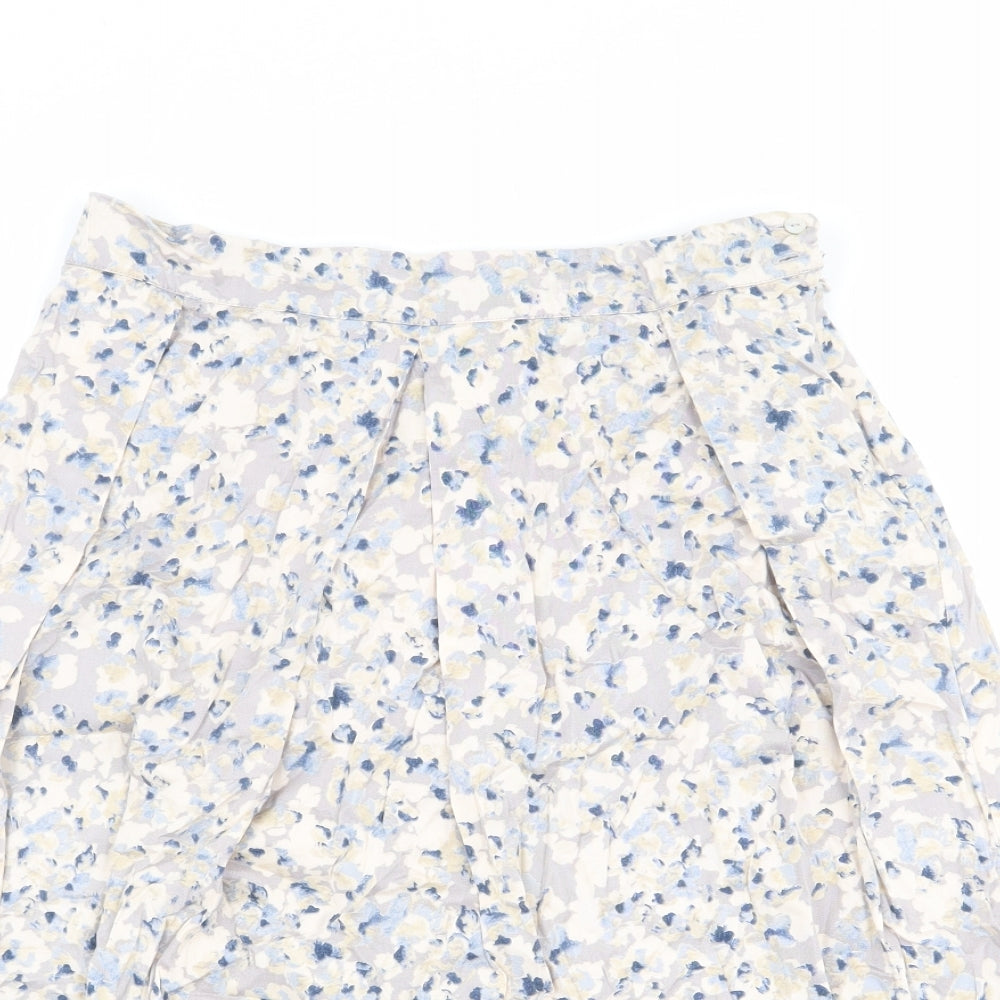 Adini Womens Multicoloured Floral Cotton Pleated Skirt Size S Zip