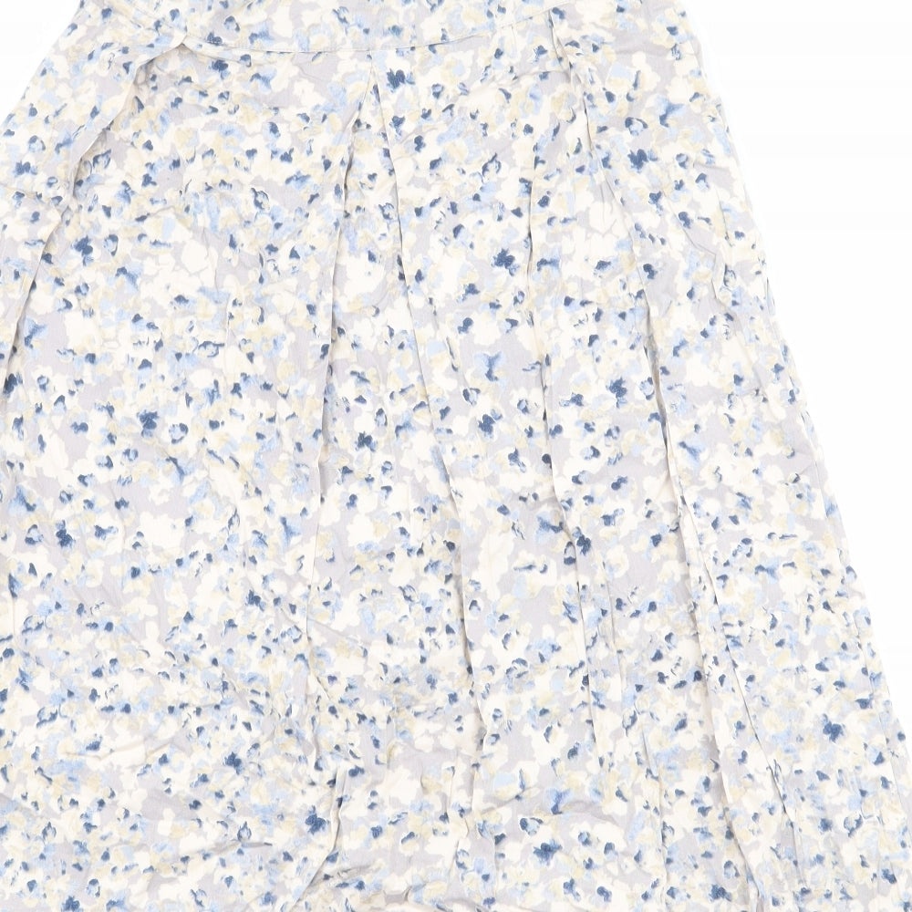 Adini Womens Multicoloured Floral Cotton Pleated Skirt Size S Zip
