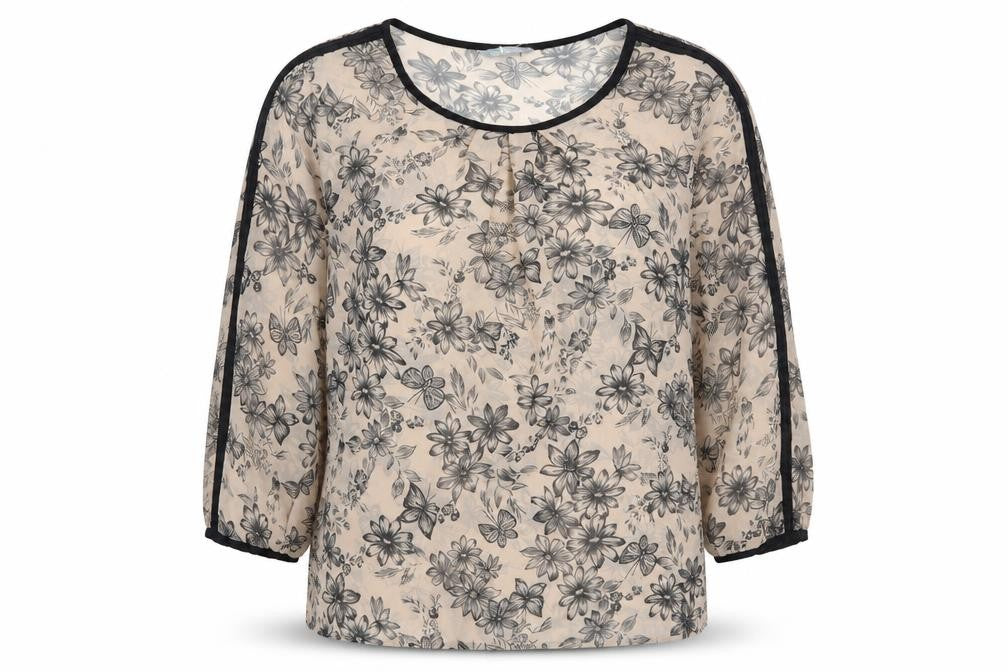 Marks and Spencer Womens Brown Floral Polyester Basic Blouse Size 8 Round Neck