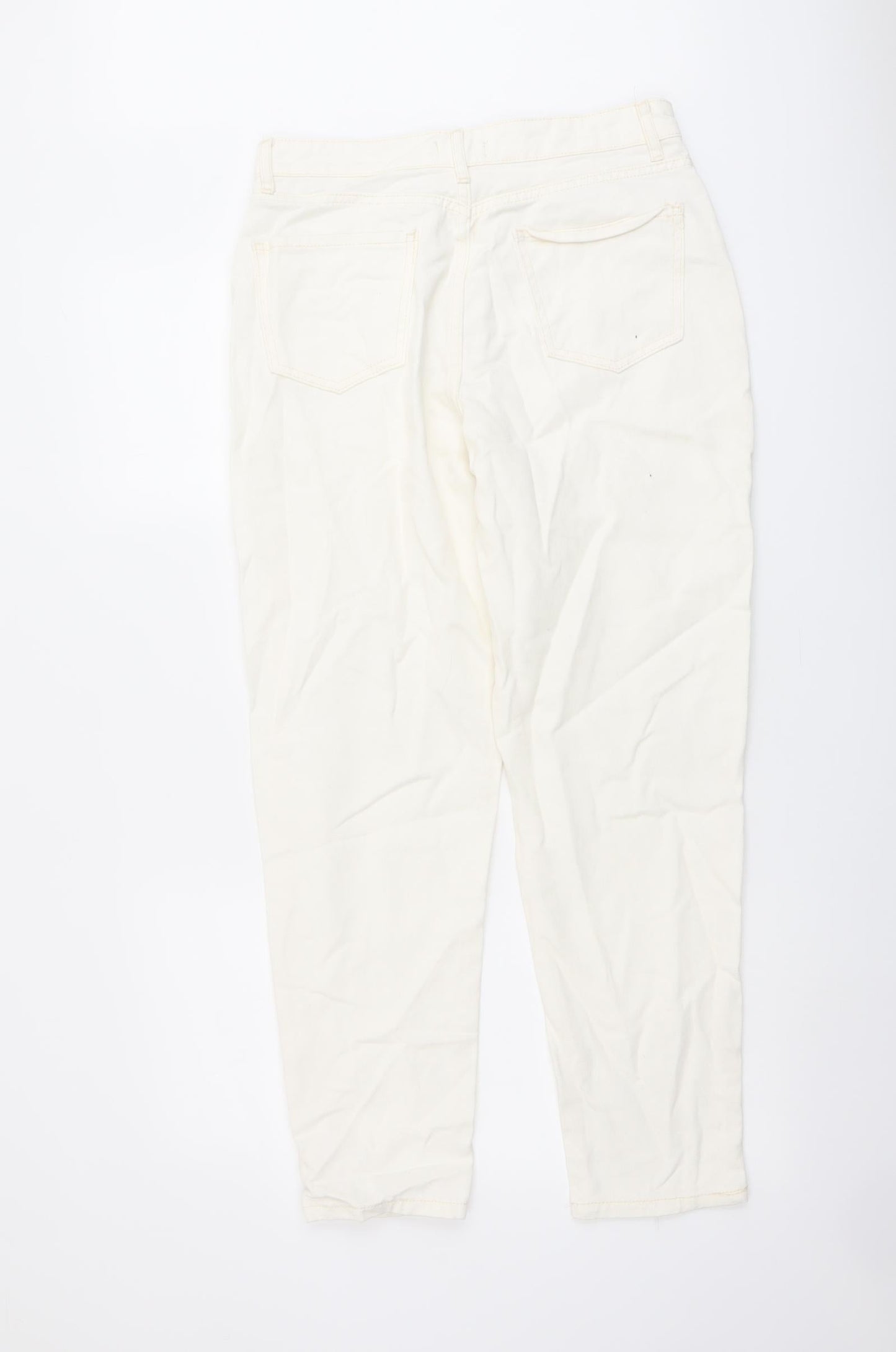 I SAW IT FIRST Womens Ivory Cotton Mom Jeans Size 10 L27 in Regular Button