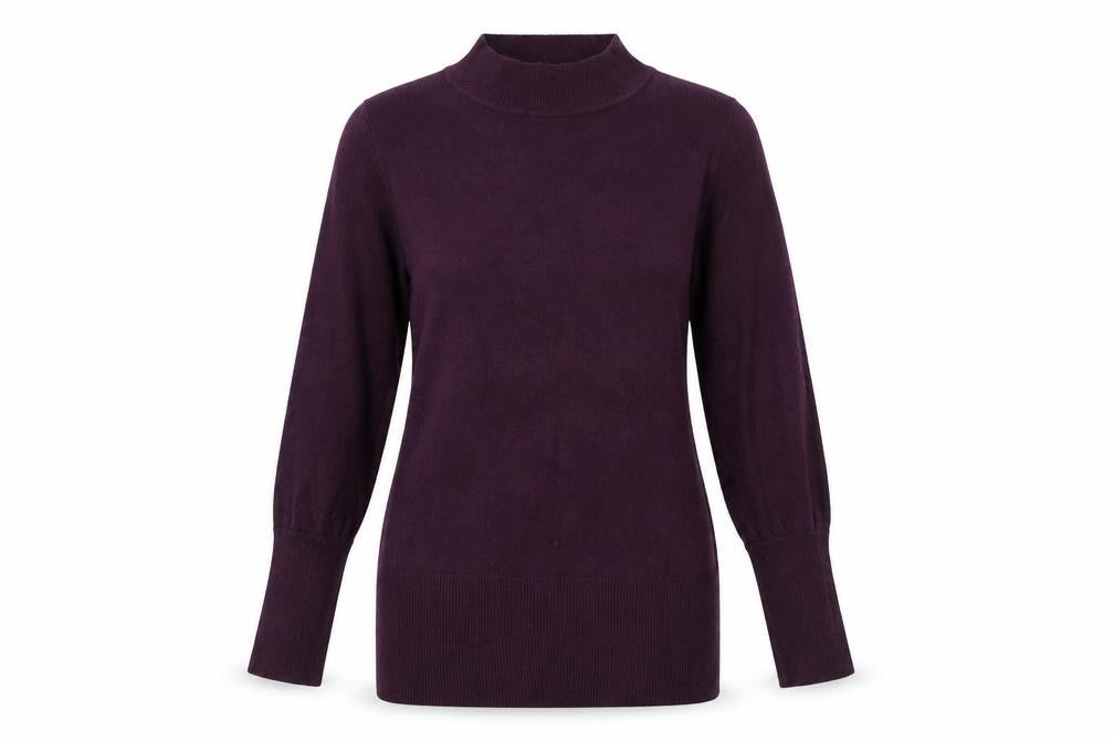 Marks and Spencer Womens Purple Mock Neck Acrylic Pullover Jumper Size S