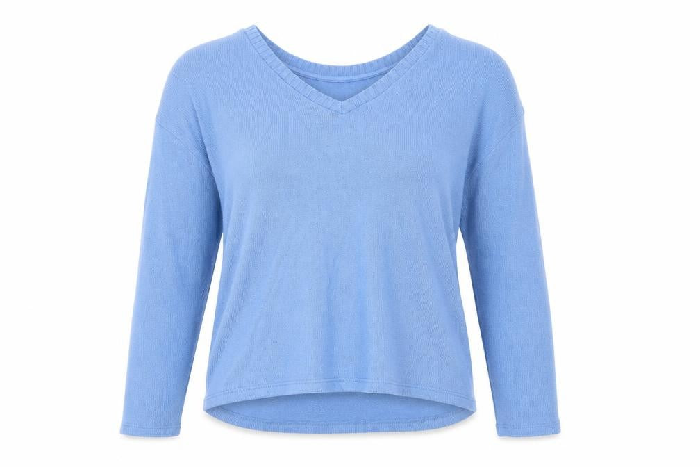 Marks and Spencer Womens Blue V-Neck Acrylic Pullover Jumper Size 14