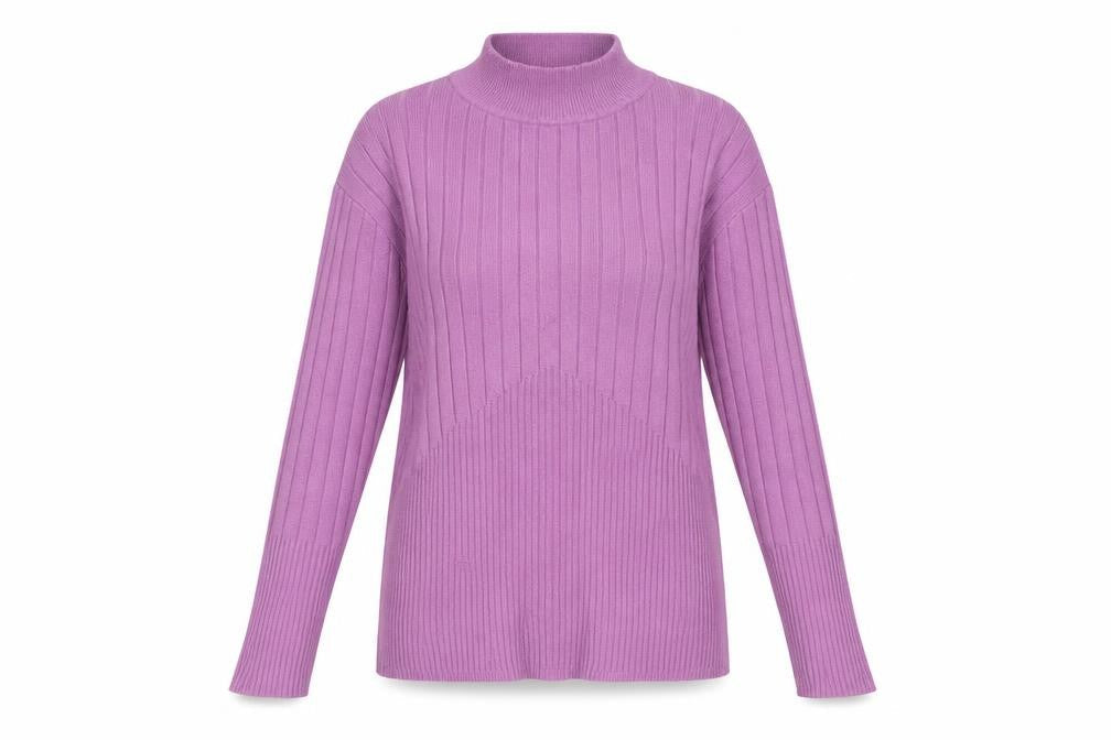 Marks and Spencer Womens Purple Mock Neck Viscose Pullover Jumper Size 8 - Button Detail