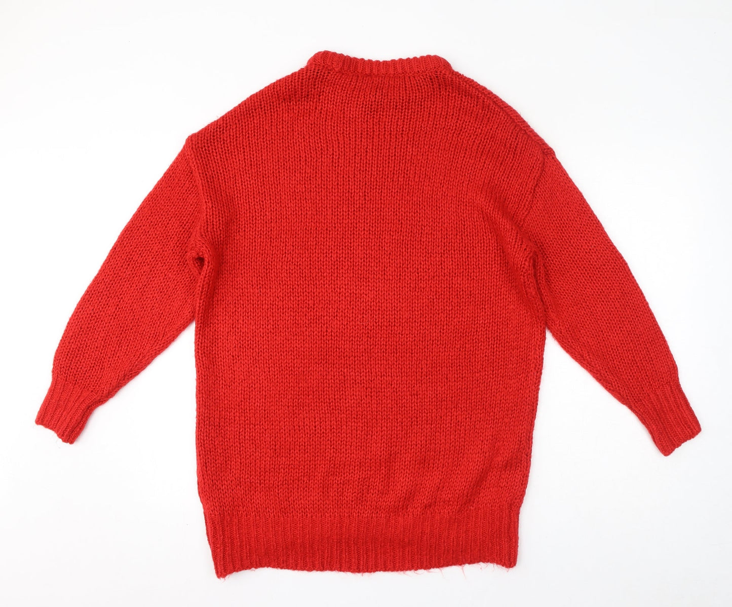 Divided Womens Red Crew Neck Acrylic Pullover Jumper Size XS