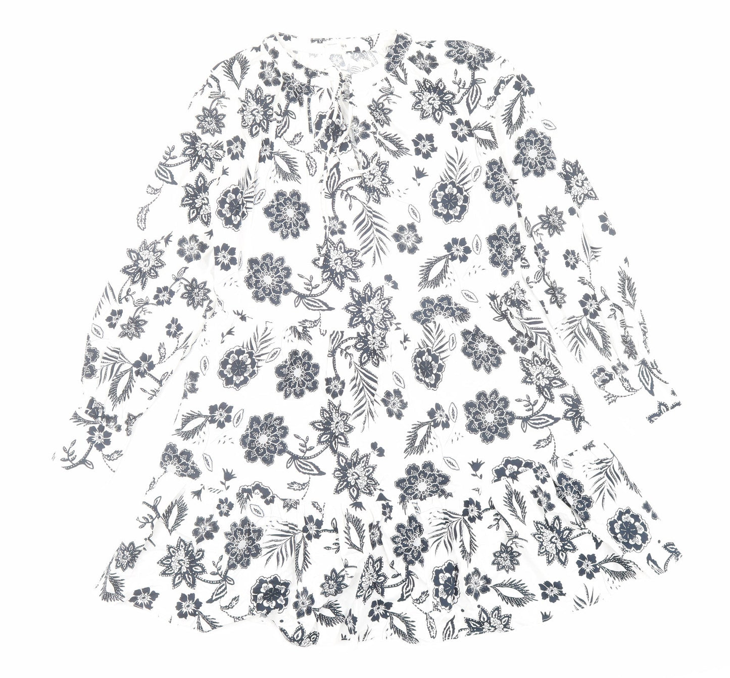 Glamorous Womens White Floral Cotton A-Line Size 6 V-Neck Pullover
