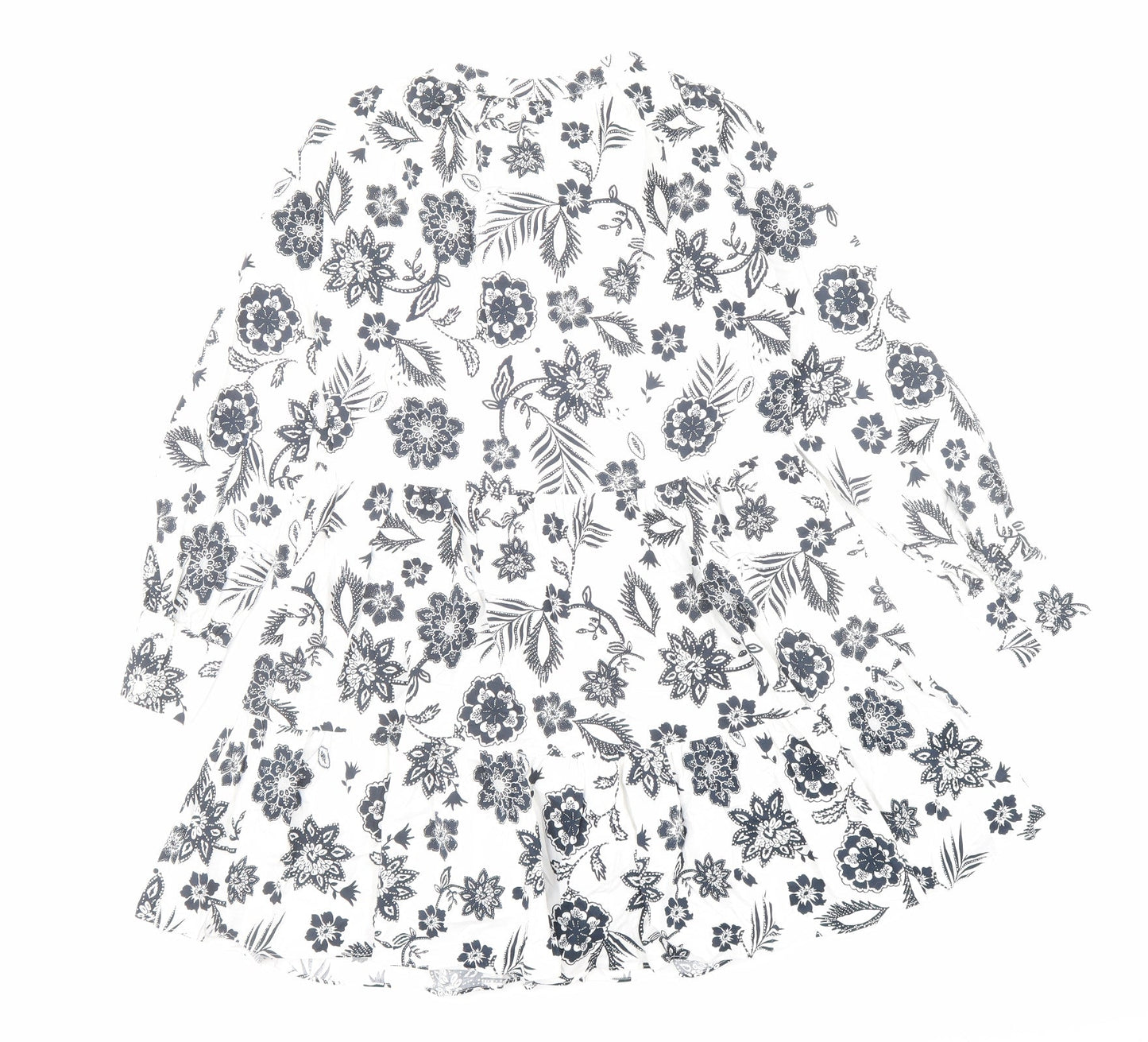 Glamorous Womens White Floral Cotton A-Line Size 6 V-Neck Pullover