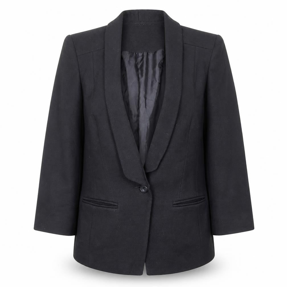Front view of ASOS women’s blue jacket blazer, size UK 16, button