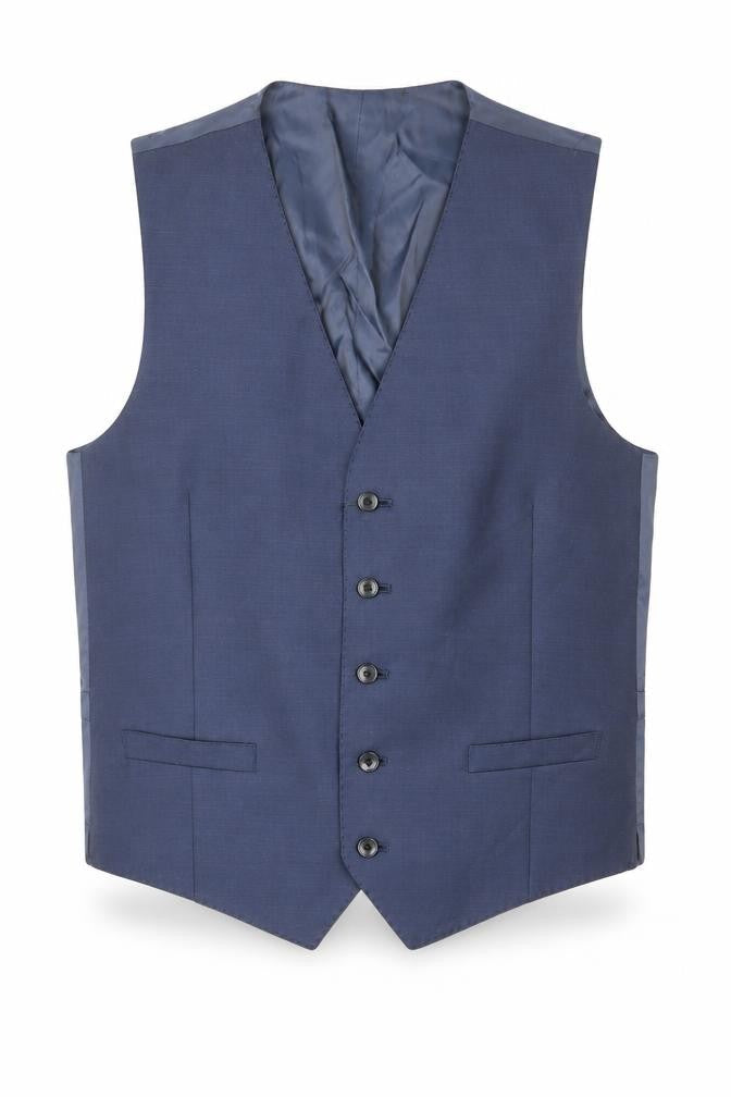 Marks and Spencer Mens Blue Wool Jacket Suit Waistcoat Size 40 Regular