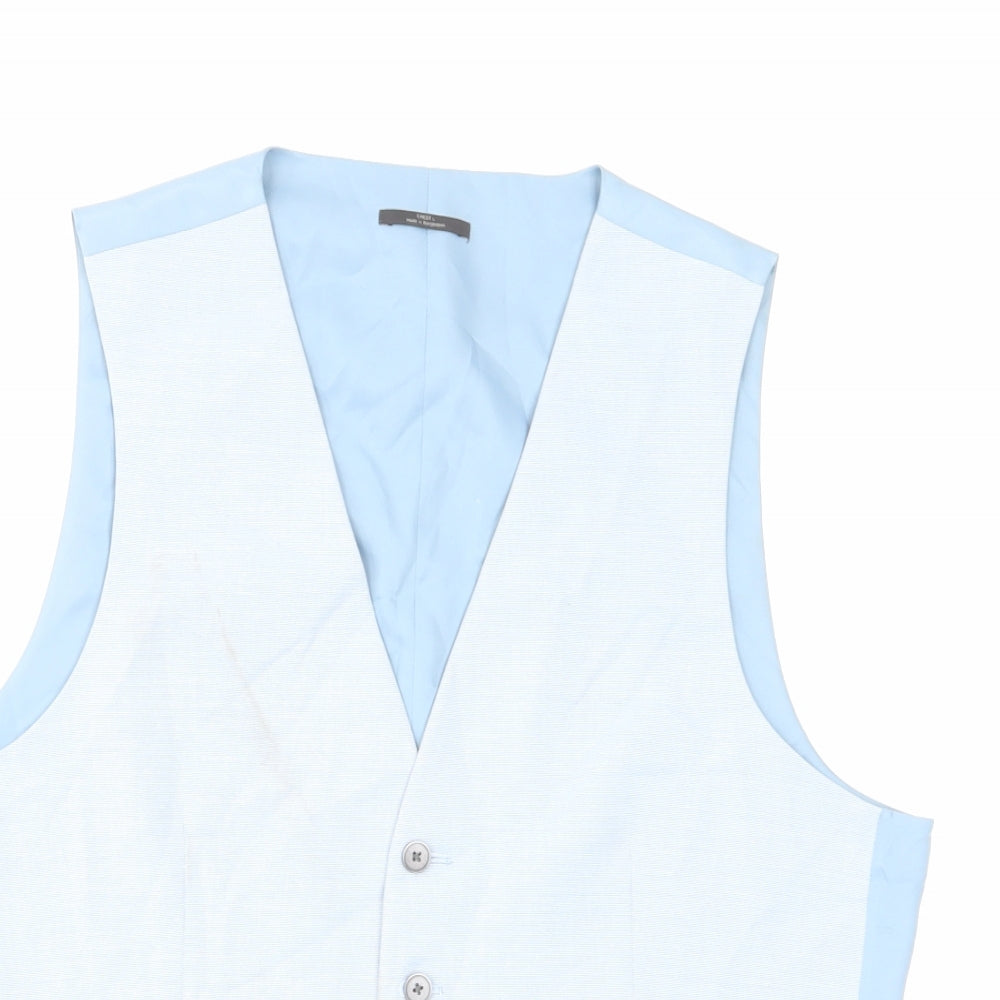Marks and Spencer Mens Blue Polyester Jacket Suit Waistcoat Size 42 Regular