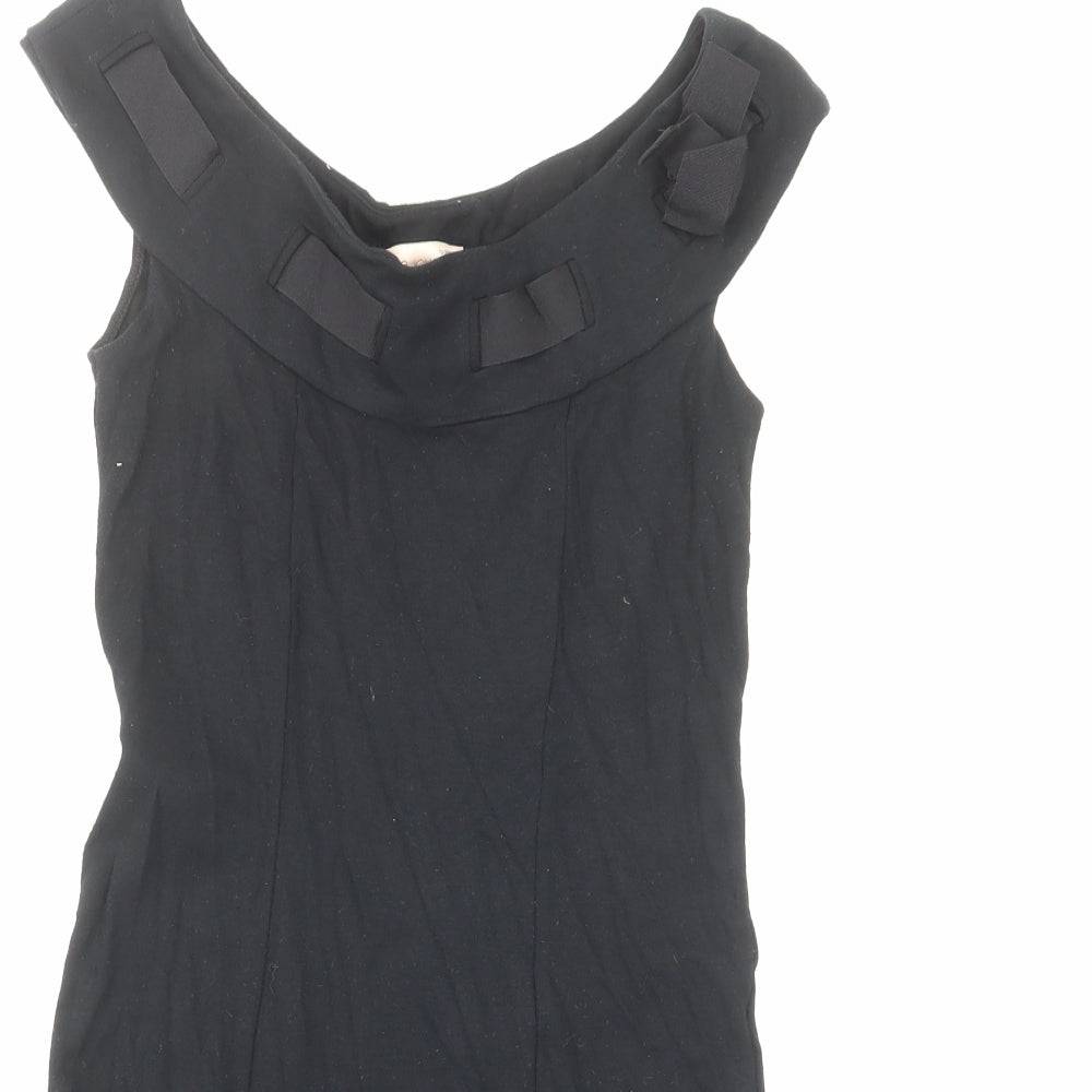 Mango Womens Black Viscose A-Line Size M Off the Shoulder Pullover - Bows