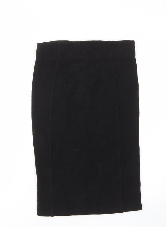 Zara Womens Black Viscose A-Line Skirt Size S - Elastic waist