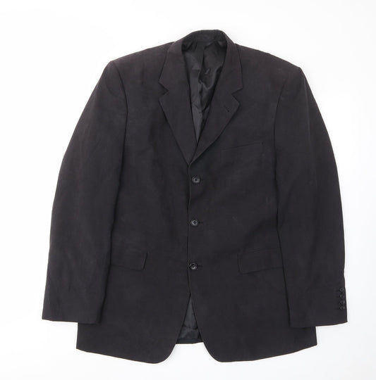 BHS Mens Black Polyester Jacket Suit Jacket Size 42 Regular - Inside pockets