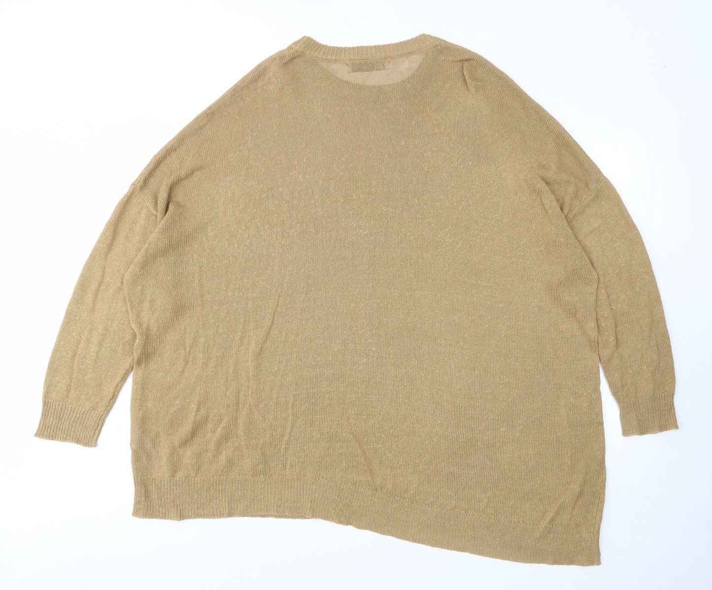 Zara Womens Brown Crew Neck Linen Pullover Jumper Size M - M-L