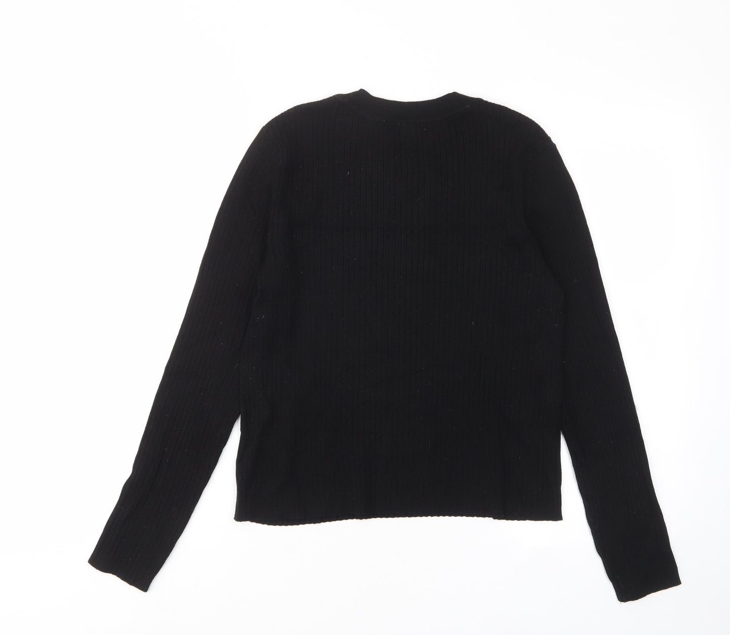 Divided by H&M Womens Black Crew Neck Acrylic Pullover Jumper Size L - Stretch
