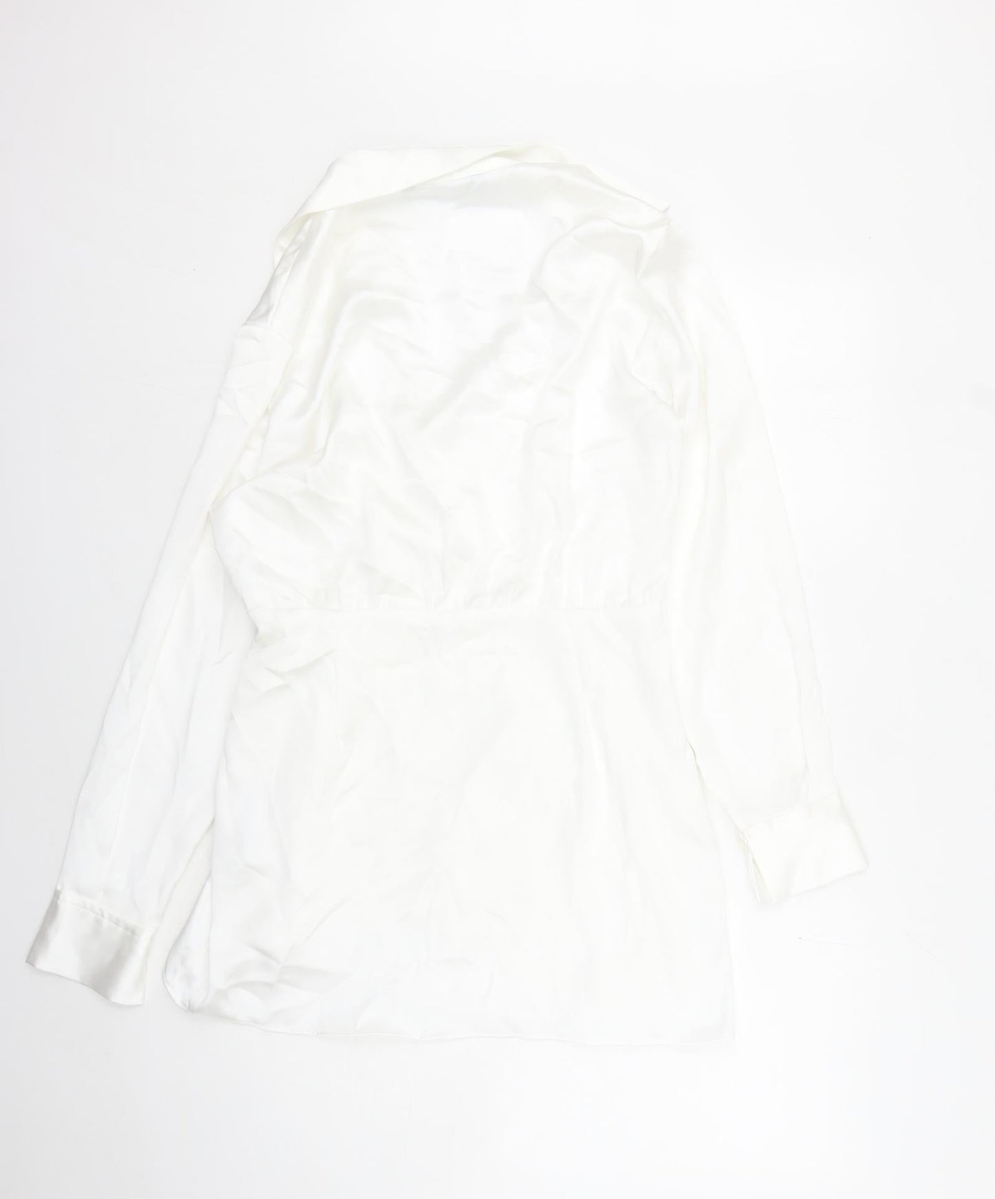 Zara Womens White Polyester Shirt Dress Size L Collared Zip