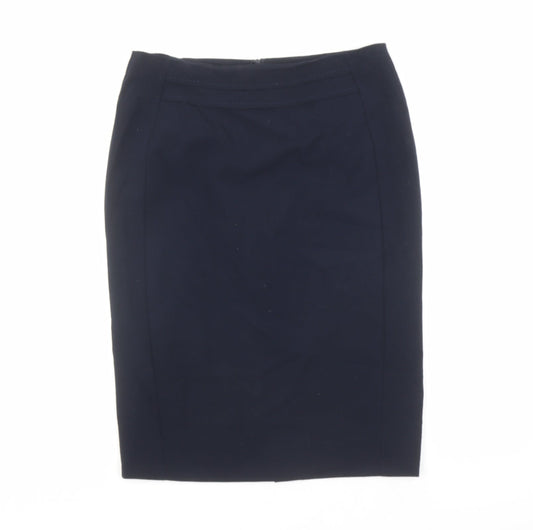 Marks and Spencer Womens Black Polyester A-Line Skirt Size 10 Zip