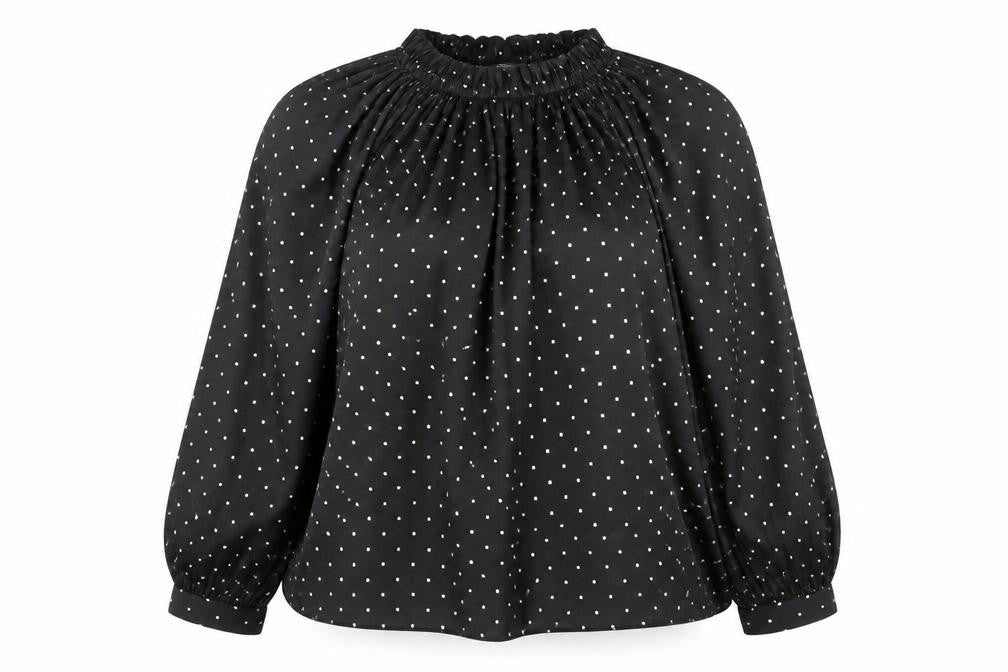 Marks and Spencer Womens Black Geometric Polyester Basic Blouse Size 12 Round Neck