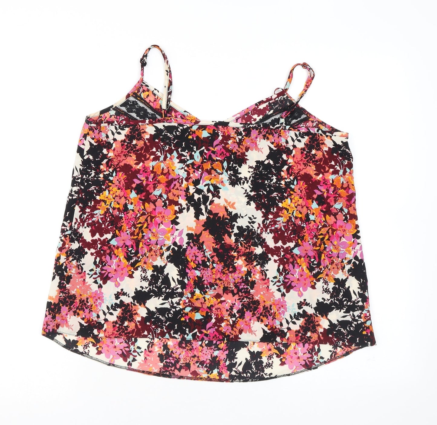 Miss Selfridge Womens Multicoloured Floral Polyamide Camisole Blouse Size 12 V-Neck - Lace Detail