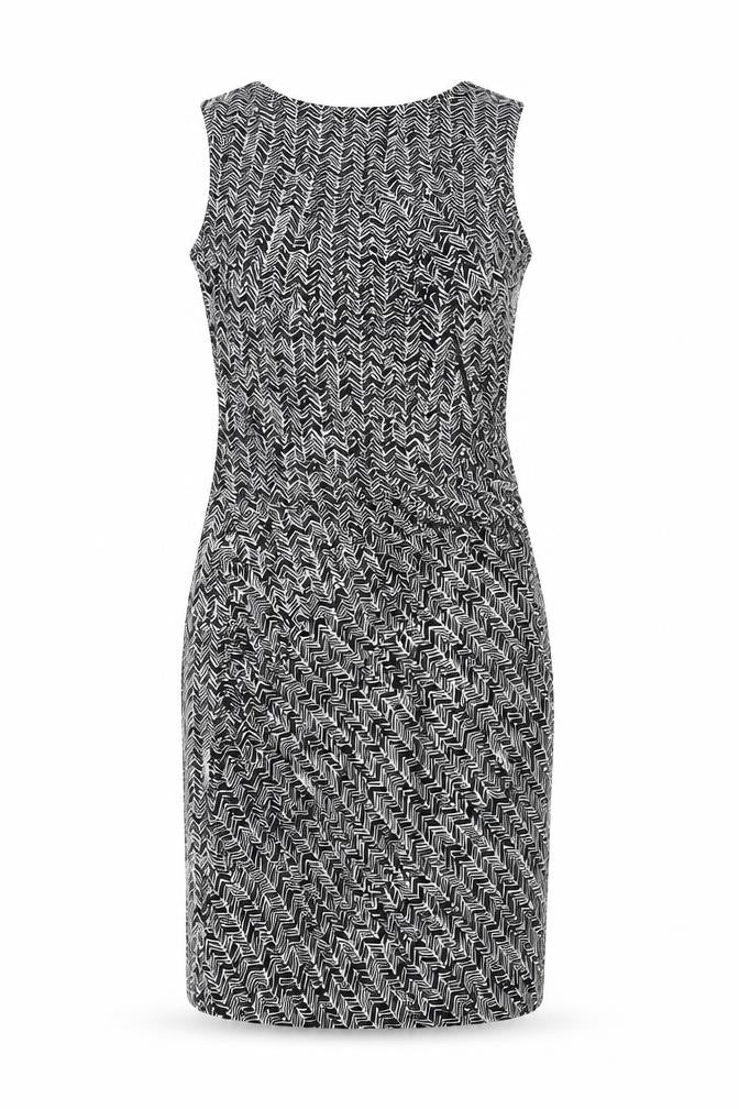 Mango Womens Black Geometric Polyester Shift Size S Scoop Neck Pullover