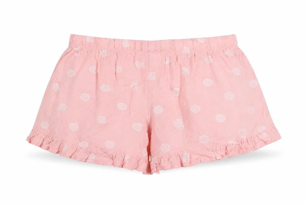 Marks and Spencer Womens Pink Geometric Viscose Basic Shorts Size 6 L3 in Regular Pull On - Seashells Print