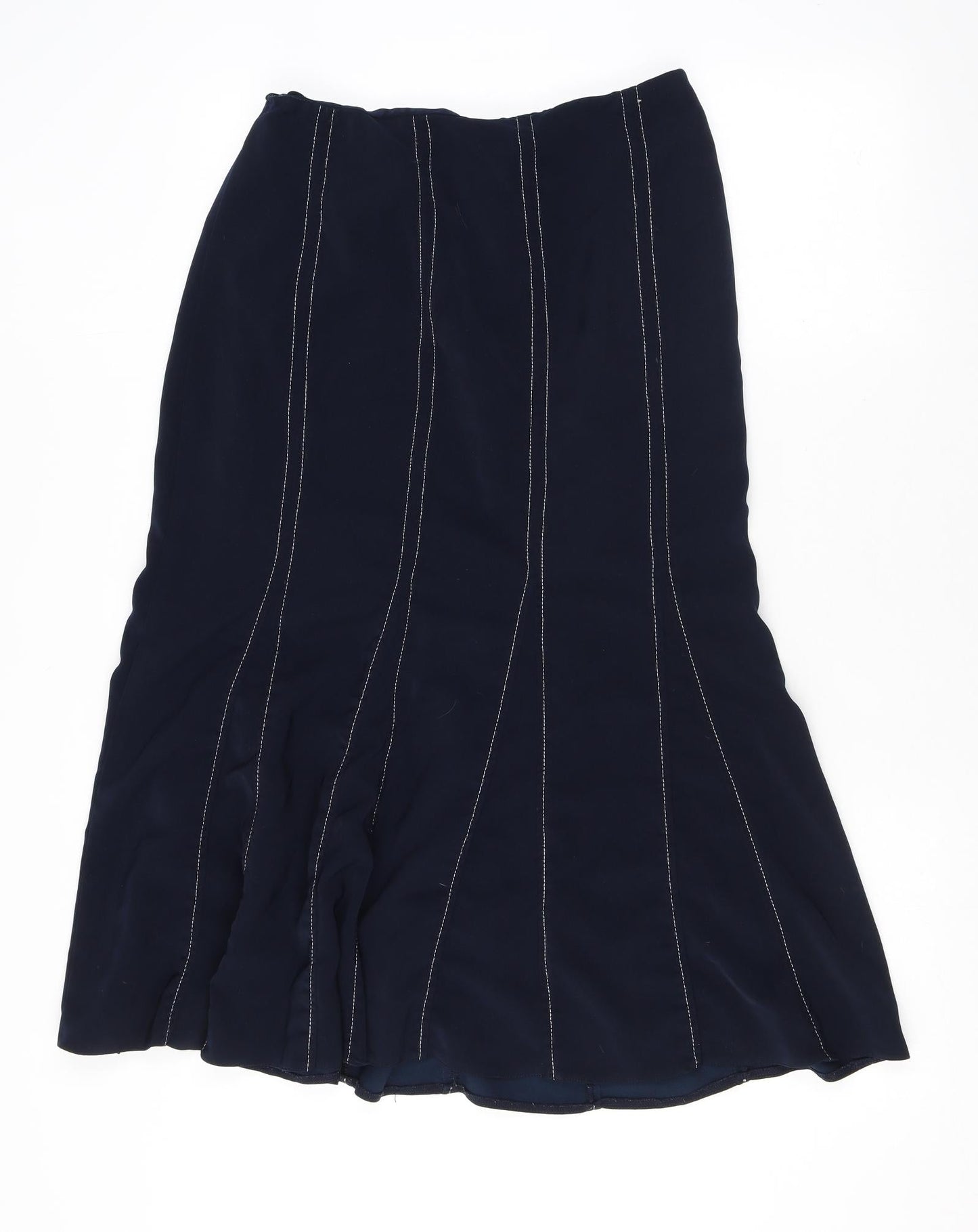 Maureen Short Womens Blue Striped Polyester Trumpet Skirt Size 12 Zip - Contrast Stitching