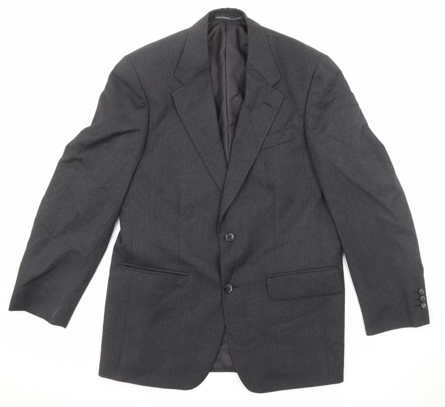 Greenwoods Mens Grey Wool Jacket Suit Jacket Size 38 Regular