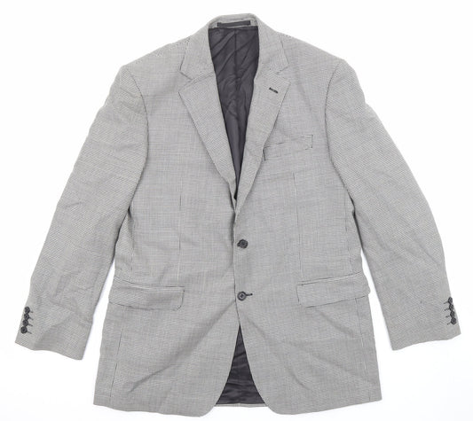 Marks and Spencer Mens Black Geometric Wool Jacket Suit Jacket Size 42 Regular