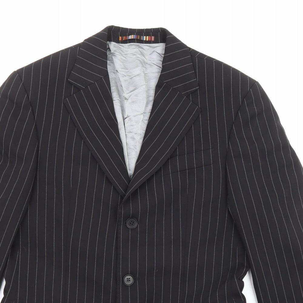 River Island Mens Black Striped Polyester Jacket Suit Jacket Size 36 Regular