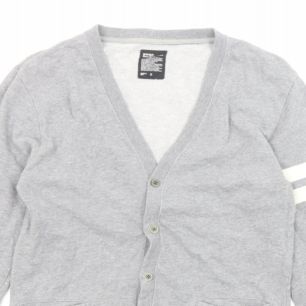 Graniph Mens Grey Cotton Pullover Sweatshirt Size S - Button-up