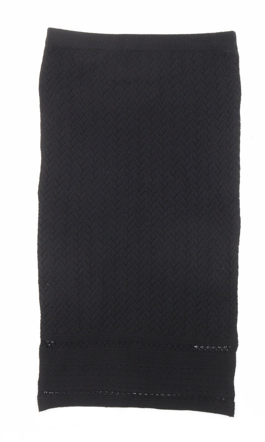 Lipsy Womens Black Acrylic Straight & Pencil Skirt Size 8