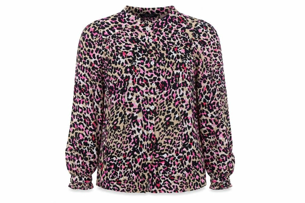 Marks and Spencer Womens Black Animal Print Viscose Basic Button-Up Size 10 Round Neck - Leopard Print Oversized