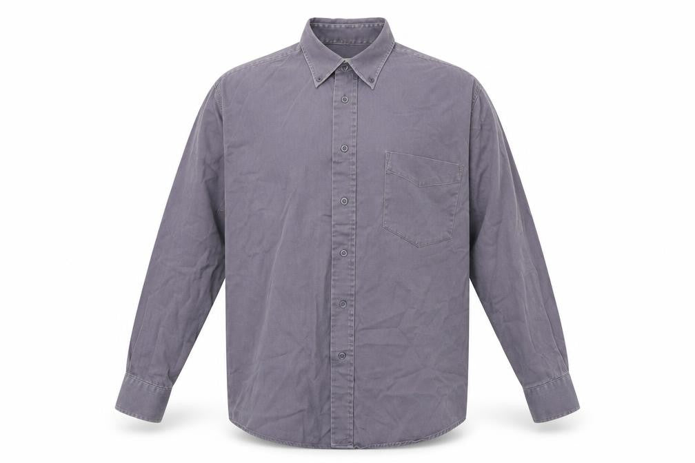 Zantos Mens Grey Cotton Button-Up Size M Collared Button - Button down collar