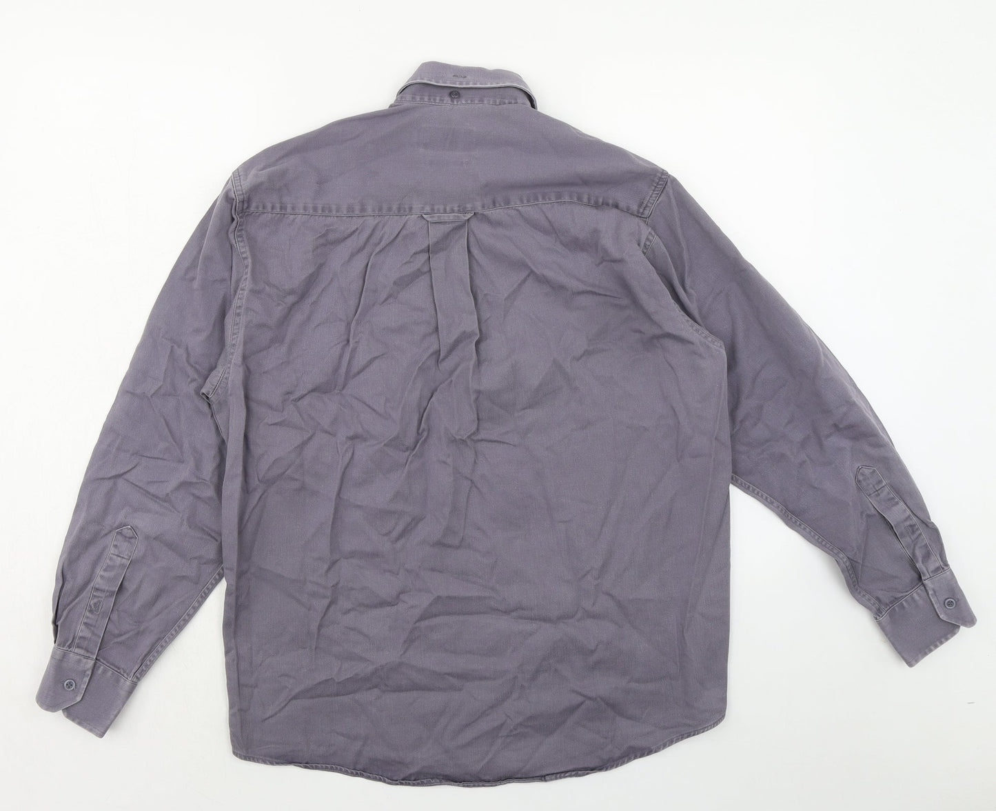 Zantos Mens Grey Cotton Button-Up Size M Collared Button - Button down collar