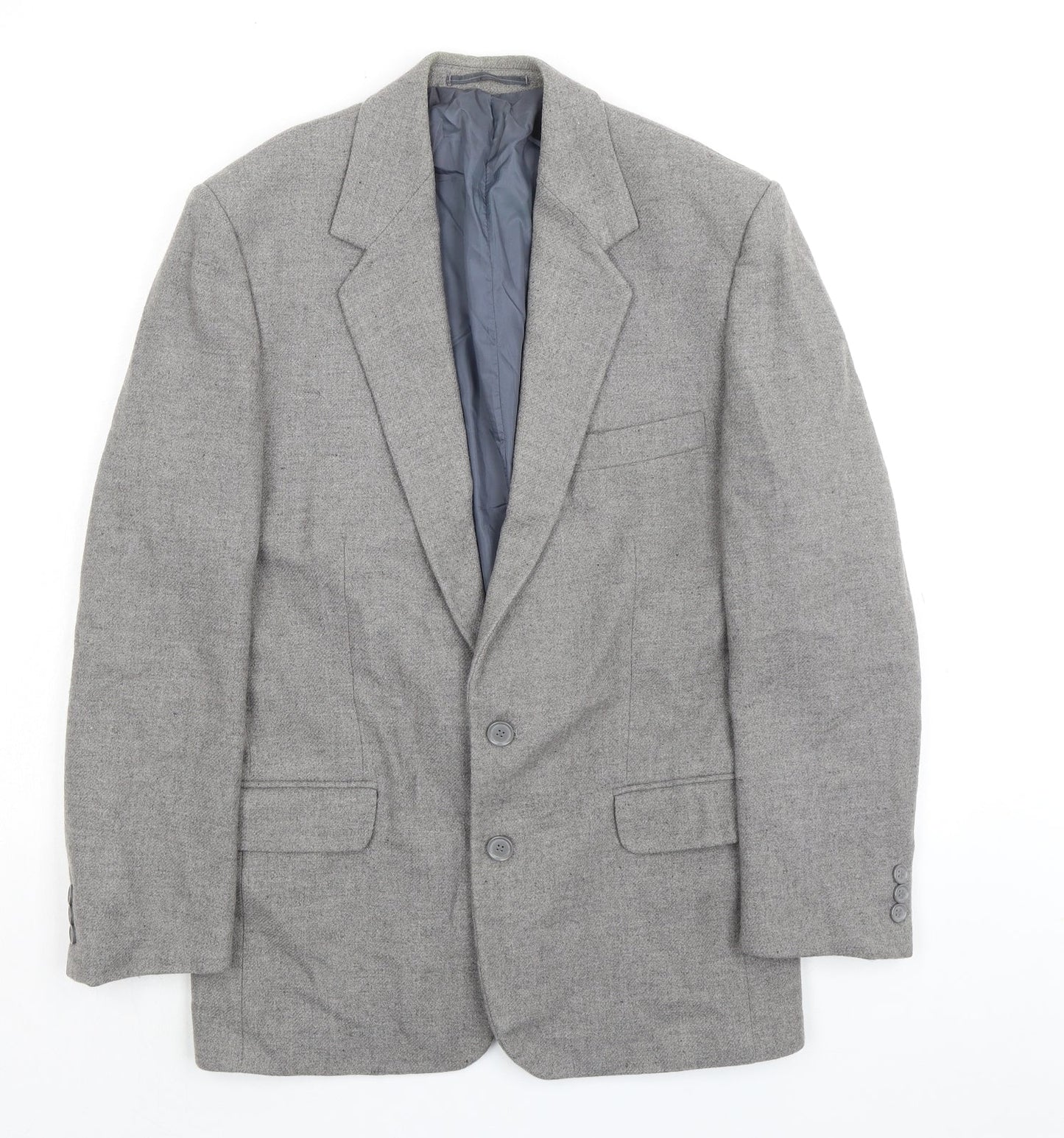 Essentials Mens Grey Wool 2 Piece Suit Jacket Size 38 Regular