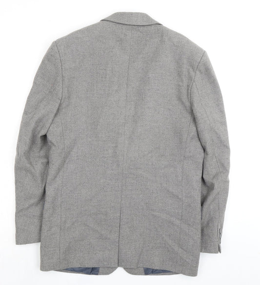 Essentials Mens Grey Wool 2 Piece Suit Jacket Size 38 Regular